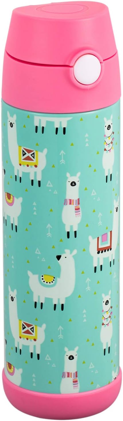 Snug Insulated Kids Water Bottle with Straw & Spout – Double-Wall Stainless Steel, Leakproof, Easy-Flip Lid – For School, Travel, Toddlers & Big Kids - Llamas, 17oz