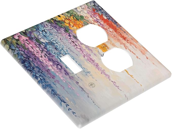 Colorful Wildflower Wisteria Cascade Floral Flower Wallplates 1 Toggle 1 Duplex Switch Plate Electrical GFCI Faceplate Decorative Light Switch Covers for Bedroom Living Room Decor