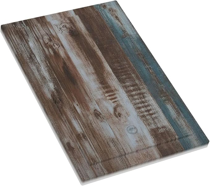 Vintage Blue Brown Wood Grain Light Switch Cover Plate 1 Gang Electrical Wall Plates Faceplate Decorative Switch Plate No Device Blank for Bedroom Farmhouse Decor