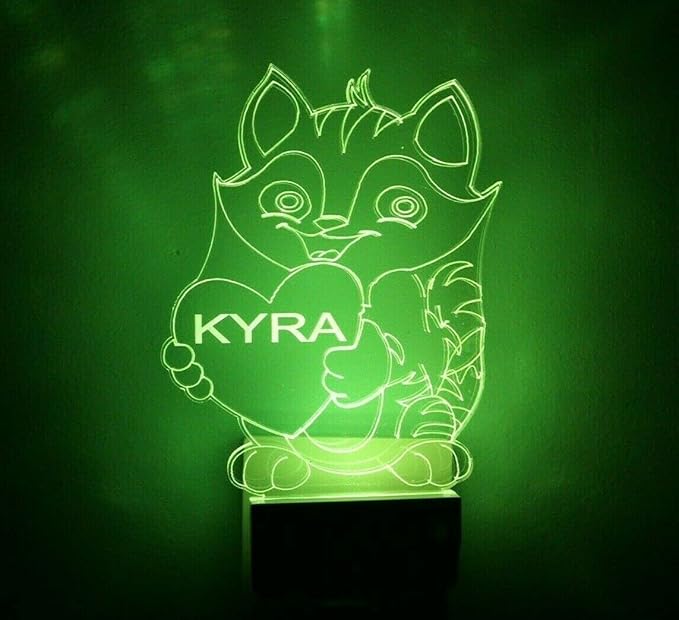 MIRROR MANIA Night Light Multi Color Personalized LED Plug-in, Ultra-Slim Touch Night Light Smart Dusk to Dawn Sensor, Kids Children's Bedroom Kitchen Bathroom Hallway Play Room Variations (Cat)