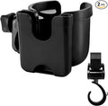 Accmor Stroller Cup Holder with Hook, Bike Cup Holder, Universal Cup Holder for Uppababy Nuna Doona Strollers, 2-in-1 Cup Phone Holder for Stroller Bike Wheelchair Walker Accessory