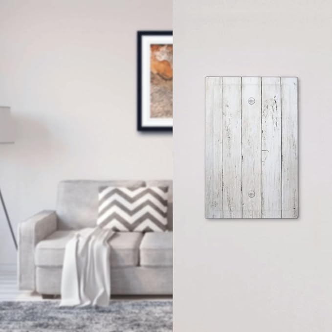 Modern Rustic Wood White Oak Print Light Switch Cover Plate 1 Gang No Device Blank Electrical Wall Plates Faceplate Decorative Switch Plate Covers for Farmhouse Home Decor