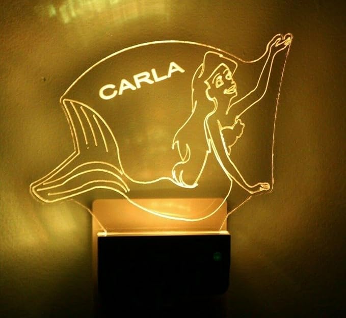 MIRROR MANIA Night Light Multi Color Personalized LED Plug-in, Ultra-Slim Touch Night Light Smart Dusk to Dawn Sensor, Kids Children's Bedroom Kitchen Bathroom Hallway Play Room Variations (Mermaid)