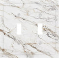 Light Switch Cover Plate White Brown Marble Abstract Modern Luxury 2 Gang Double Toggle Decorative Switch Plates Plug Cover Wall Plates Electrical Faceplate for Bathroom Kitchen Decor