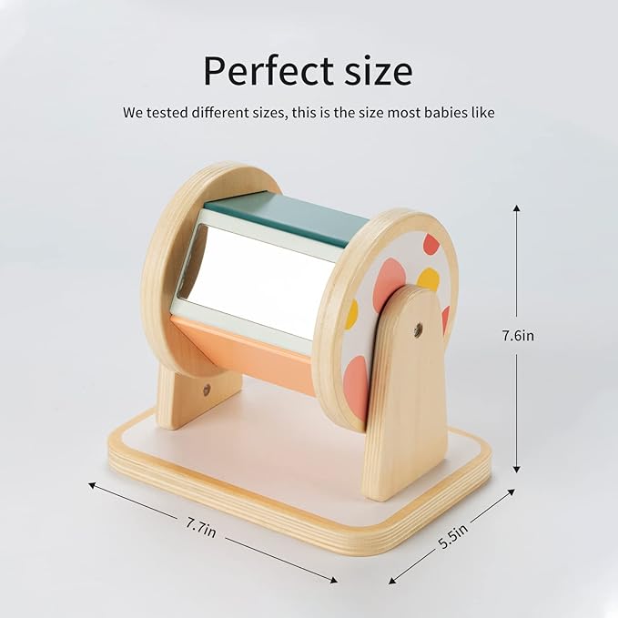 Twefex Montessori Spinning Drum, Montessori Toys for Babies 6-12 Months, Montisory Baby Toys for 1 Year Old Infant, Wooden Toy for Baby