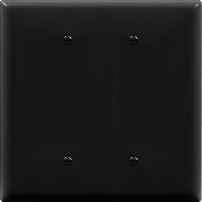 ENERLITES Double Blank Outlet Cover, Two Gang Blank Wall Plate, Oversized 2-Gang 5.5" x 5.5", Unbreakable Polycarbonate Thermoplastic, UL Listed, 8802O-BK, Black