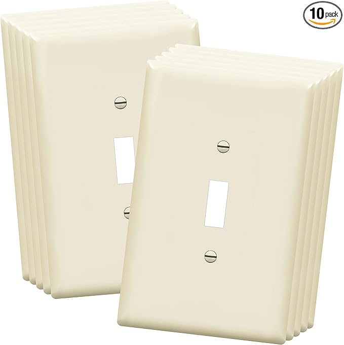 ENERLITES Toggle Light Switch Wall Plate, Jumbo Switch Cover, Gloss Finish, Oversized 1-Gang 5.5" x 3.5", Unbreakable Polycarbonate Thermoplastic, 8811O-LA-10PCS, Light Almond, 10 pack