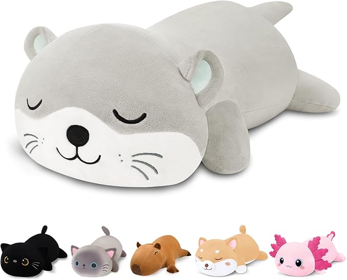 Finebee Weighted Otter Stuffed Animals, Cute Weighted Otter Plush, Soft Stuffed Weighted Plushie Birthday for Kids & Adults(9.8" 0.8Lbs)