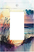 Outlet Covers Sunset Beach Abstract Watercolor 1 Gang Wall Plate Single Rocker Light Switch Cover Nature Coastal Decorative GFCI Receptacle Cover Electrical Switchplate for Home Decor