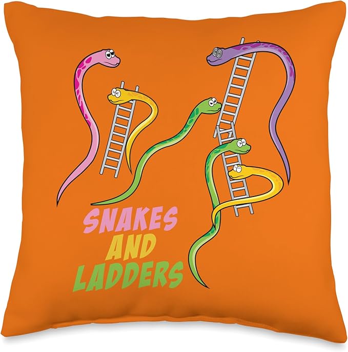 Snakes and Ladders Humor Board Game Gamer Womens Men Kids Throw Pillow