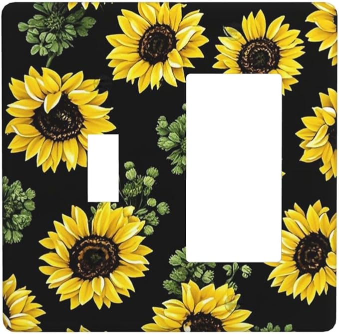 Outlet Covers Floral Sunflower Plants Flowers 1 Toggle 1 Rocker Combination Decorative Wall Plate Electrical Switch Plates Light Switch Cover Plate For Bed Room Farmhouse Decor