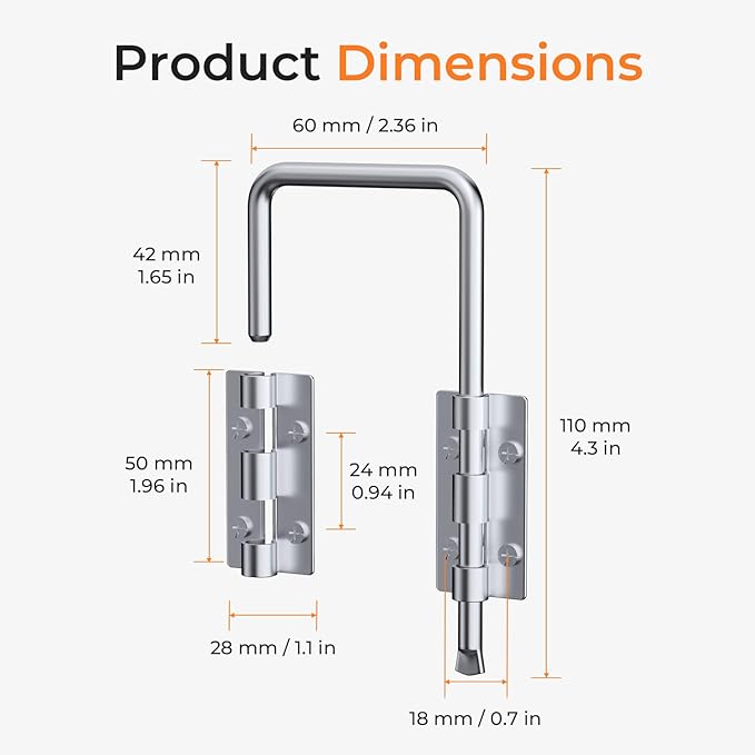 Patio Sliding Door Loop Lock, U-Shaped Rotating Latch, 90° / 180° Adjustable Door Lock for Uneven Surfaces, Child & Pet Safety Lock for Sliding Doors, Windows & Gates, (Sliver, 2 Pack)