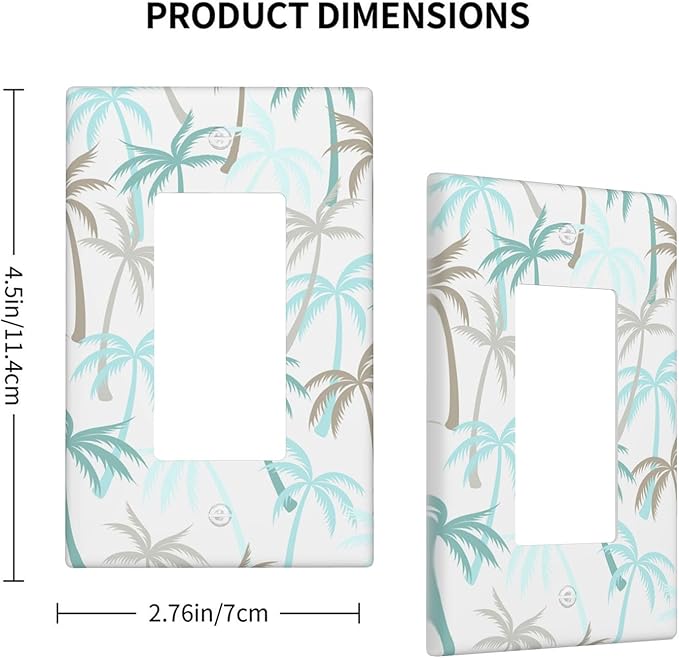 Tropical Palm Tree 1-Gang Rocker Wall Plate, Green Palm Leaf Switch Plate for Beach House, Kitchen, Bathroom & Sunroom