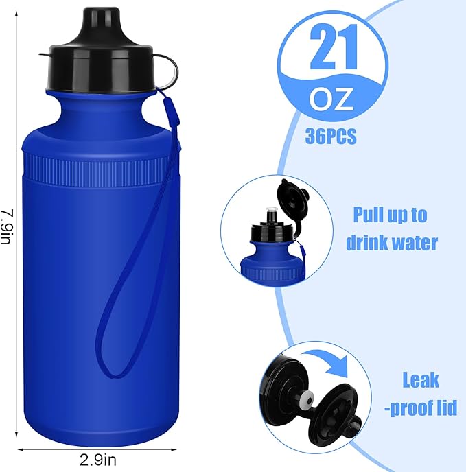 Zubebe 36 Pcs Sports Water Bottles Bulk Squeeze Reusable Bpa-free Plastic Water Bottles End of the Year Gifts Summer Gifts for Students School Travel Hiking Cycling Event Team Gift