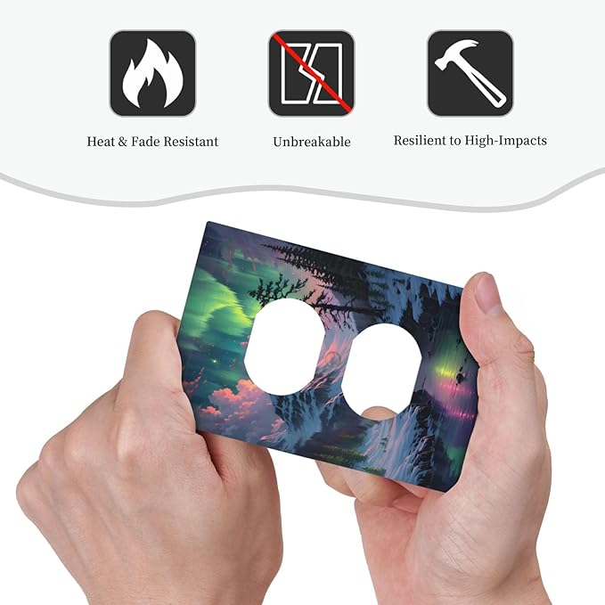 Snow Mountain Aurora Waterfalls Rivers Forest Outlet Covers 1 Gang Duplex Light Switch Cover Decorative Switch Plates Electrical Receptacle Faceplate Wall Plate for Bedroom Living Room Decor