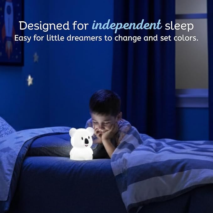 LumiPets Keith the Koala Squishy Night Light for Kids | Silicone Lamp with Tap & Remote Control | Rechargeable, 9 Color Changing Animal Night Light for Boys & Girls | Portable Nightlight With USB Cord