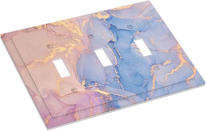Light Switch Cover Plate Luxury Abstract Marble 3 Gang Triple Toggle Decorative Switch Plates Electrical Outlet Covers Switchplate Wall Plates for Bathroom Bedroom Home Decor