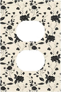 Black Rose Dark Romance Wildflowers Floral Outlet Covers 1 Gang Duplex Light Switch Cover Decorative Switch Plates Electrical Receptacle Faceplate Wall Plate for Bedroom Living Room Decor