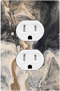 Outlet Covers Black Gold Swirl Fluid Painting Marble 1 Gang Duplex Light Switch Cover Decorative Switch Plates Electrical Receptacle Faceplate Wall Plate For Bathroom Kitchen Decor