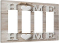 Farm Country Love Home Wood Print 4 Gang Quad Rocker Light Switch Cover Decorative Quadruple Device GFCI/Decorator Wall Plate Electric Faceplate Screwless