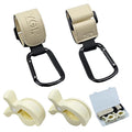 4-Pack Stroller Organizer: 2 Universal Pram Clips with 2 Stroller Hooks | Convenient Travel & Shopping Essentials for Baby Carriage - Light Yellow