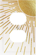 Mid Century Boho Gold Sun Abstract Sunrise Outlet Covers 1 Gang Duplex Light Switch Cover Decorative Switch Plates Electrical Receptacle Faceplate Wall Plate for Kids Room Home Decor