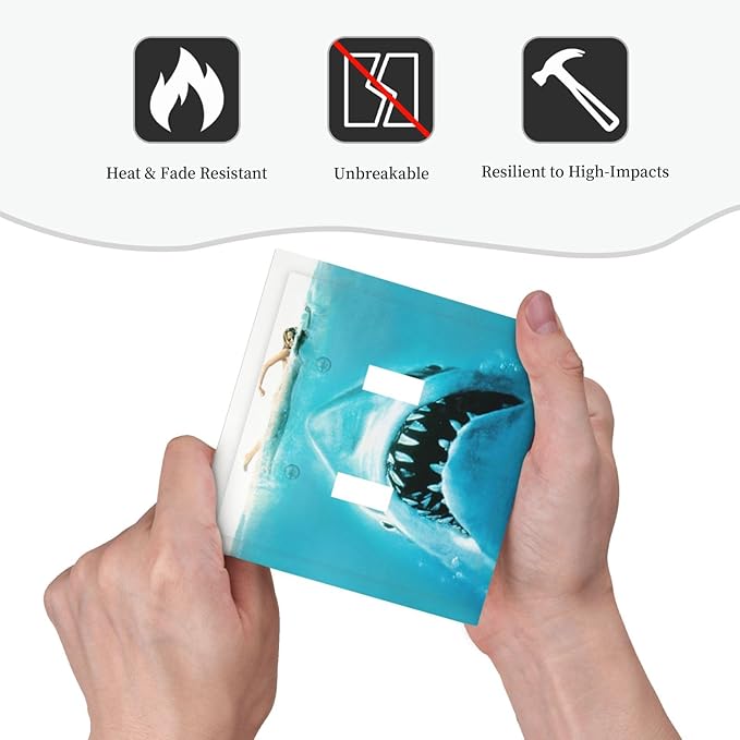 Beach Shark Oceanjaws Movie Vintage Look Decorative Switch Plates 2 Gang Double Toggle Outlet Light Switch Cover Wall Plate Electrical Faceplate for Bathroom Kids Room Decor