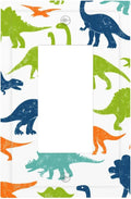 Colorful Dinosaur Single Rocker Switch Cover - 1-Gang Standard US Size Playful Dino Friends Light Switch Covers for Teen Boys Bedroom Playroom Decor