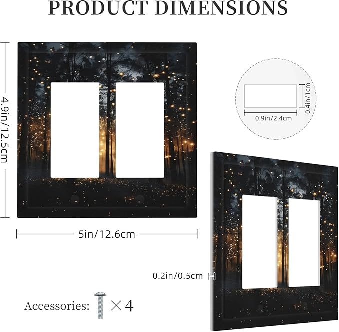 Whimsical Nature Enchanted Forest Landscape Decorative Outlet Covers 2 Gang Double GFCI Rocker Electrical Wall Panels Light Switch Cover Plate for Bedroom Living Room Decor