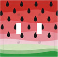 Gradient Watermelon Slice & Seeds Double Toggle Switch Cover - 2-Gang Standard US Size Summer Freshness Playful Fruit Design Light Switch Covers for Kitchen Decor