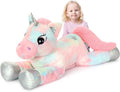 BENINY 43in Giant Unicorn Stuffed Animal Plush Toy, Big Rainbow Cuddly Toys for Girls, Large Birthday Gifts Bedroom Decor