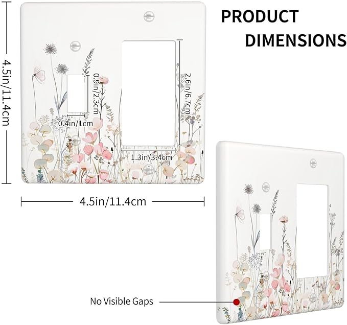 Floral Watercolor Wildflower Dandelion Plant Outlet Covers 1 Toggle 1 Rocker Combination Decorative Wall Plate Electrical Switch Plates Light Switch Cover Plate for Farmhouse Bed Room Decor