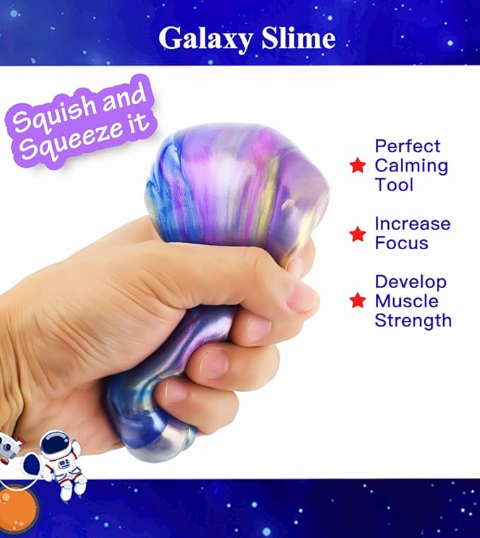 BVEHSR 48 Packs Galaxy Putty Slime, Party Favor for Kids Girls & Boys, Adults, Non Sticky, Stress & Anxiety Relief, Wet, Super Soft Sludge Toy,Easter Basket Stuffers