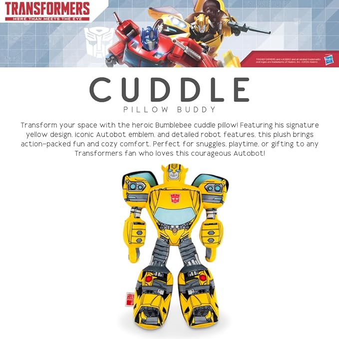 Transformer Bumblebee Kids Bedding Super Soft Cozy Cuddle Pillow, (Officially Licensed Product) by Franco