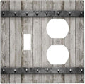 Light Switch Cover Rustic Barn Door Vintage Farmhouse Country 2 Gang Outlet Cover 1 Toggle Duplex Decorative Switchplate Wall Plate Electrical Receptacle Art Faceplate for Bedroom Carbin Decor