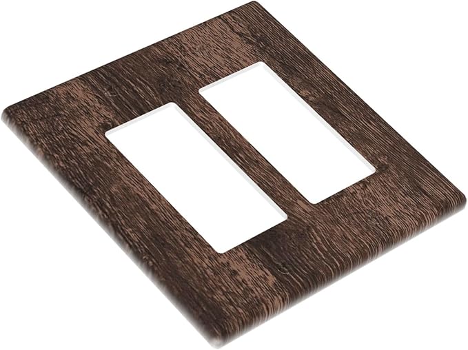 Outlet Covers Rustic Brown Wood Plank Retro Wooden Board 2 Gang Double Rocker Light Switch Cover Plate Decorative Wall Plate GFCI Socket Cover Electrical Switch Plate Covers for Farmhouse Home