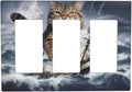 Decorative Outlet Covers Funny Cat Sea Ship Ocean Billow Wave Novelty 3 Gang Wall Plate Triple Rocker Switch Light Switch Plate Covers Jumbo Electrical GFCI Switch Cover Plate