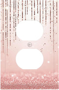 Rose Gold Pink 1-Gang Duplex Wall Plate, Draping Bead Printed Pattern, Modern Glam Neutral Decor for Bedroom Bathroom