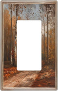 Decorative Art Light Switch Covers Maple Path 1 Gang Rocker Wall Plate Switchplate Electrical Faceplate for Home Decor