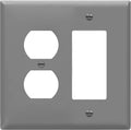 ENERLITES Combination Duplex Receptacle Outlet/Decorator Switch Wall Plate, Mid-Size 2-Gang 4.88" x 4.92", Polycarbonate Thermoplastic, 882131M-GY, Gray