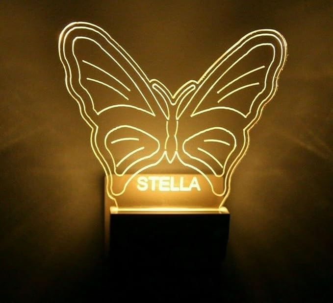 Night Light Multi Color Personalized LED Plug-in, Ultra-Slim Touch Night Light Smart Dusk to Dawn Sensor, Kids Children's Bedroom Kitchen Bathroom Hallway Play Room Variations (Butterfly)