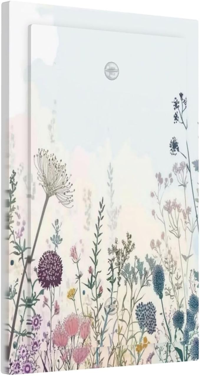 Colorful Wildflower Watercolor Dandelion Floral Light Switch Cover Plate 1 Gang No Device Blank Electrical Wall Plates Faceplate Decorative Switch Plate For Cabin Home Decor
