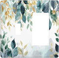 Boho Goldgreen Leaf Botanical Eucalyptus Leaves Outlet Covers 1 Toggle 1 Rocker Combination Decorative Wall Plate Electrical Switch Plates Light Switch Cover Plate for Bedroom Living Room Decor