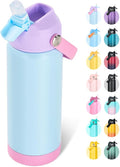Fijinhom 18oz Insulated Stainless Steel Water Bottle, Wide Mouth Double Wall Vacuum, Silicone Straw, Sweat & Leak Proof, BPA Free Insulated Water Flask for Travel, Keep Cold 24h Hot 12h, Light Purple