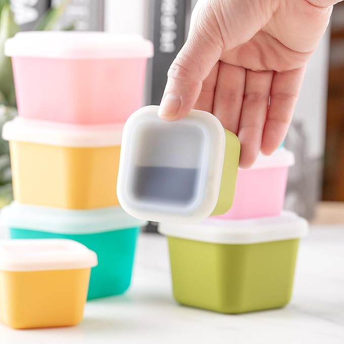 4-Piece Mini Silicone Food Storage Set, BPA-Free Snack Containers & Freezer Trays, Airtight Leakproof Food Savers for Portion Control, Baby Food, Snacks, Freezing