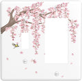 Pink Flower Tree Branch Cherry Blossom Tree Floral Birds Outlet Covers 1 Toggle 1 Rocker Combination Decorative Wall Plate Electrical Switch Plates Light Switch Cover Plate for Bedroom Living Room