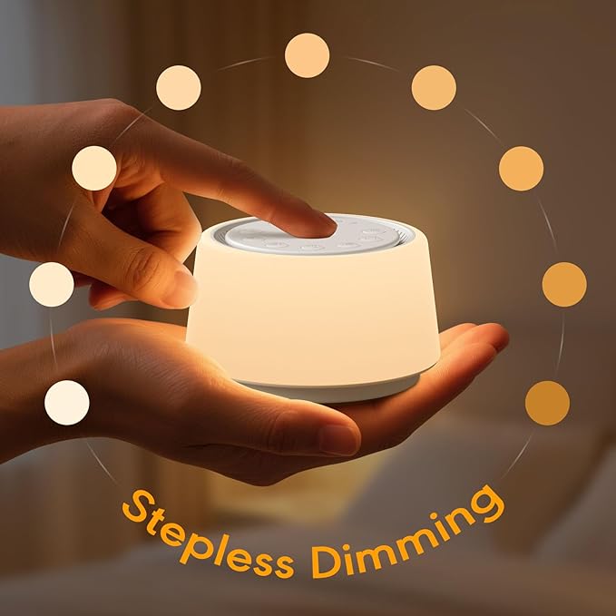 White Noise Machine with Night Light, 30 Soothing Sounds Portable Sound Machine for Baby and Adults, 10 Color Night Light, 5 Timer Options, Memory Function,Compact for Travel (White)