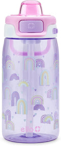 Ello Kids Pop & Fill 16oz Tritan Plastic Water Bottle with Quick Fill Technology, Leak Proof Locking Lid, Sip & Chug, BPA Free, Dishwasher Safe, For School, Lunchboxes, Rainbows
