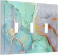 Teal Green Marble 3 Gang Triple Toggle Light Switch Wall Plate Cover Decorative Electrical Faceplate for Rustic Barn Door Home Living Room Decorate 6.7" x 4.8