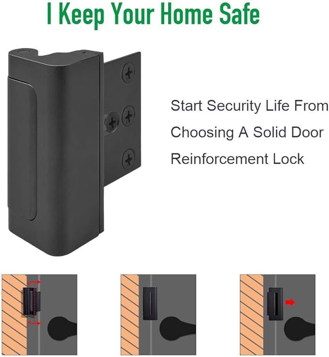 Home Security Door Lock Child Proof Door Reinforcement Lock for Kids Safety Withstand 800lbs Metal Door Lock Security Front Child Safety Door Latch Lock Top High Security Door Locks for Interior Lock